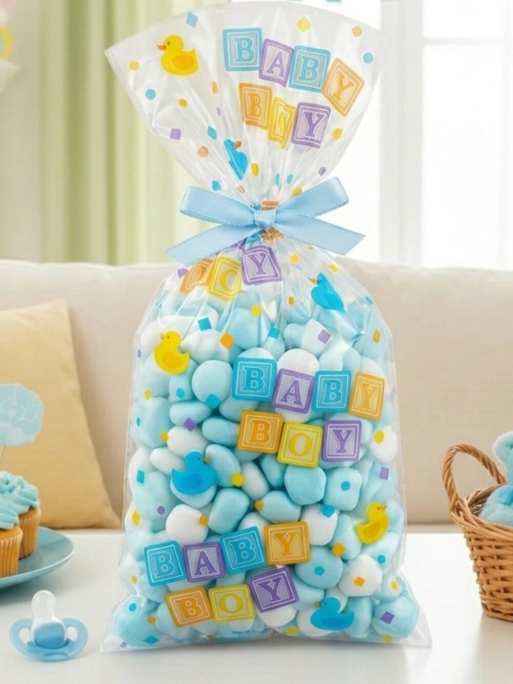 20 Count Baby Boy Party Favor Bags 28cm x 12cm - Shower & 1st Birthday Supplies